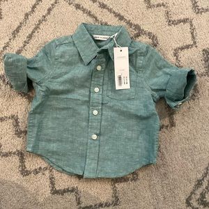 NWT, Janie and Jack - light green linen button down for baby